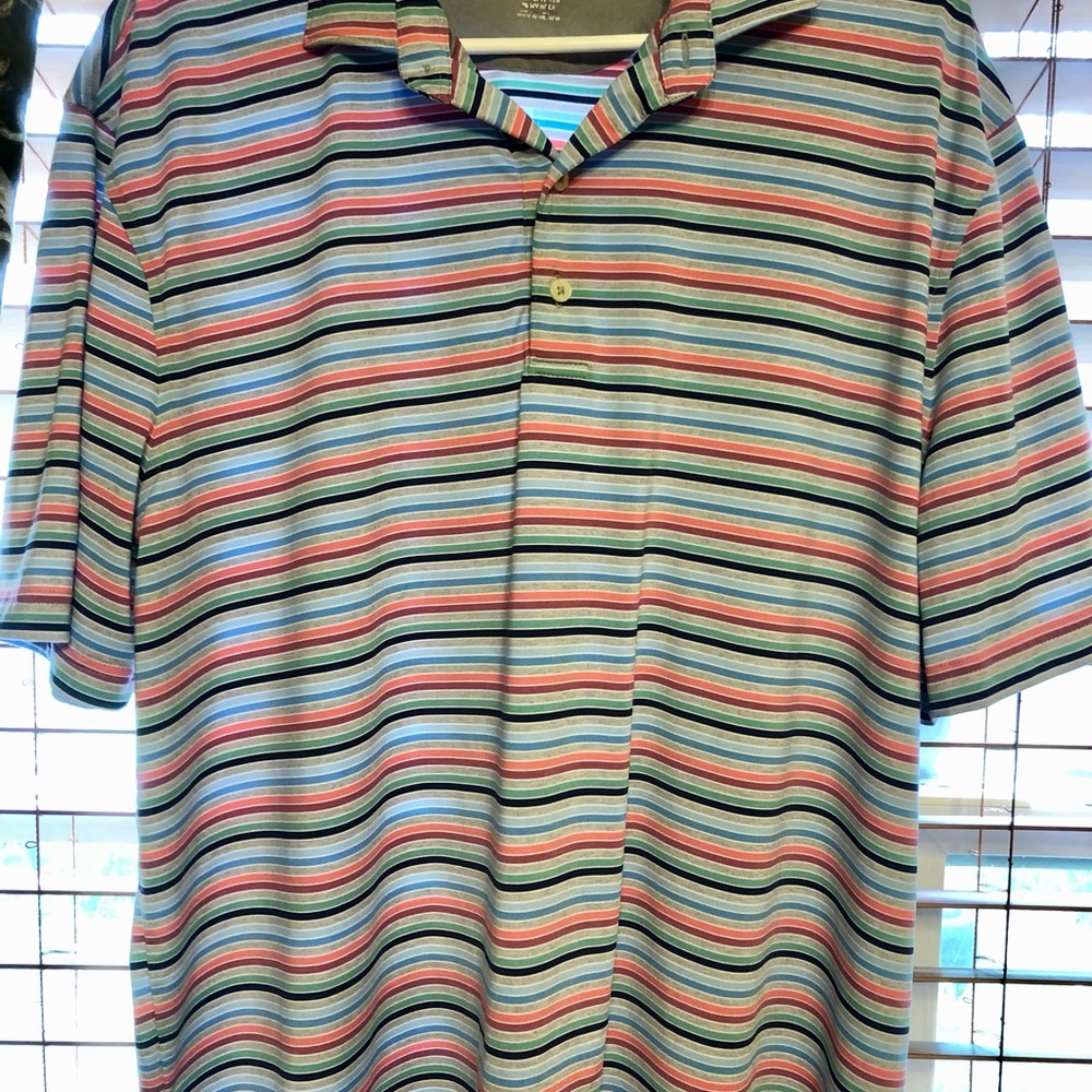 Johnnie O’ Striped Polo, size XL, Super Soft